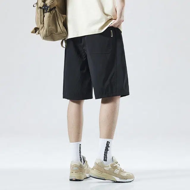 【dme】 基础款纯棉抽绳休闲宽松百搭大口袋五分工装短裤 男女同款
