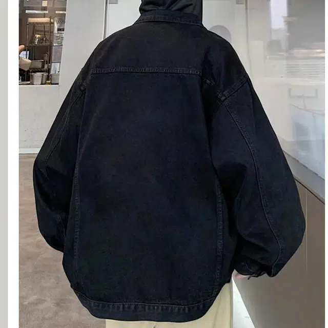 袋鼠 美式复古解构宽松纯色牛仔外套 男女同款