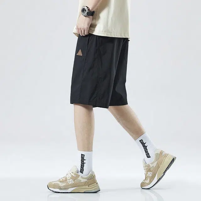 【dme】 基础款纯棉抽绳休闲宽松百搭大口袋五分工装短裤 男女同款