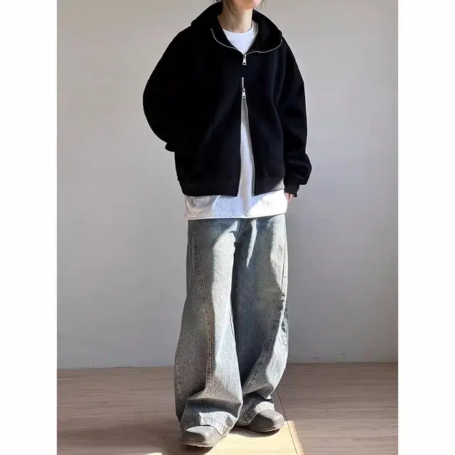 大白鲨 双拉链连帽重磅帽衫卫衣 男女同款