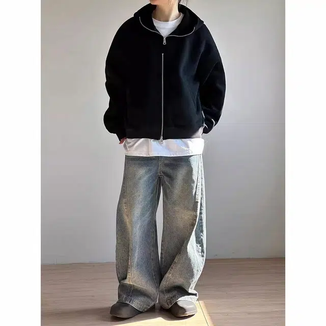 大白鲨 双拉链连帽重磅帽衫卫衣 男女同款