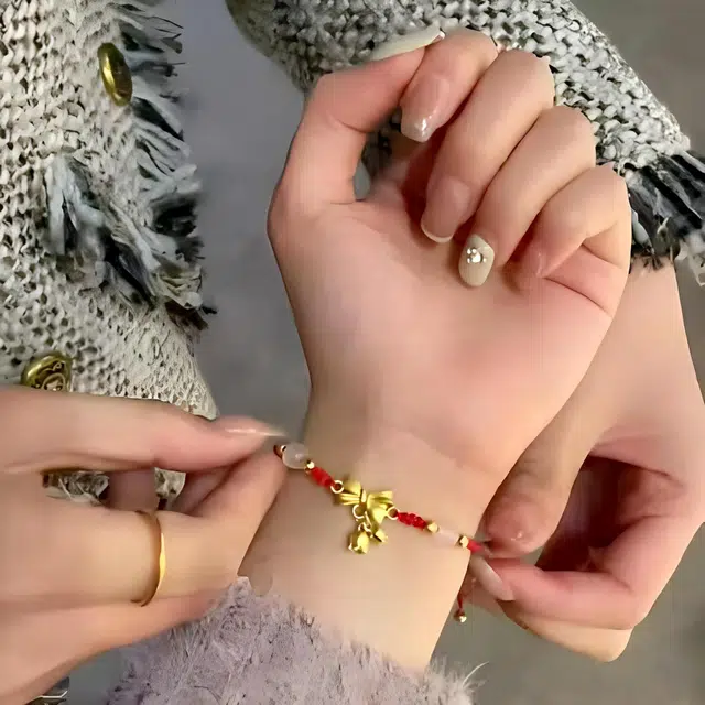 嘉福莱 蝴蝶结 甜美可爱少女心 简约小众精致优雅 通勤百搭校园潮流 琉璃 手链 男女同款情侣款