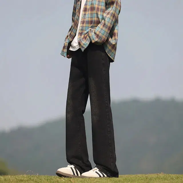 八哥 美式简约水洗做旧基础款休闲时尚牛仔裤 男女同款