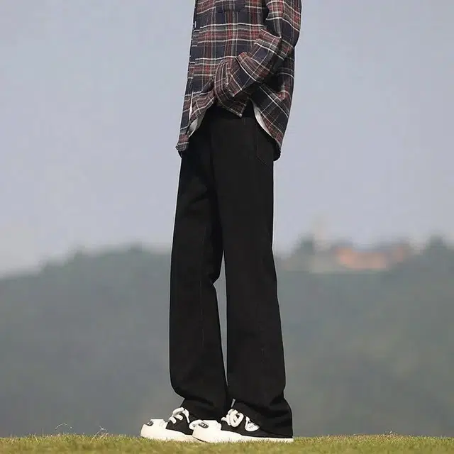 八哥 美式简约水洗做旧基础款休闲时尚牛仔裤 男女同款