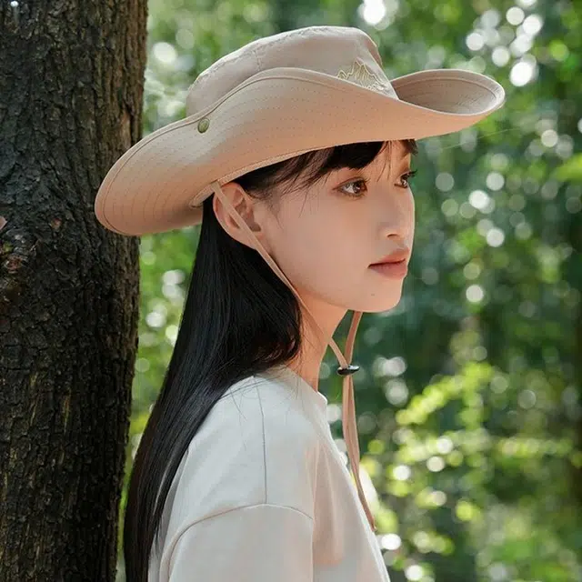 木林森 夏季西部牛仔抽绳钓鱼防晒遮阳帽户外露营速干时尚潮流百搭大头围登山帽 聚酯纤维 渔夫帽 男女同款情侣款