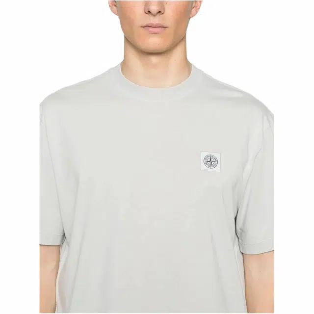Stone Island Patch Crew Neck T-Shirt Gray White