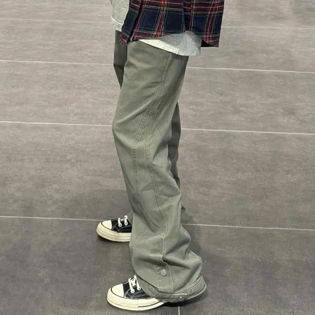 王者荣耀 标语款 高街美式做旧拼接直筒百搭潮流重磅宽松舒适高级牛仔裤 男女同款 灰绿色