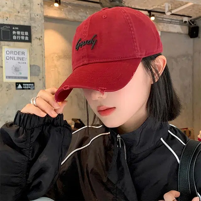 玄唐 美式复古字母刺绣大头围水洗户外出行防晒遮阳大头围显脸软顶 棉 鸭舌帽 男女同款情侣款