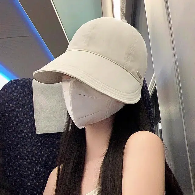 优幽兰 休闲简约纯色高级感大头围显脸小遮阳帽韩版素颜遮脸防紫外线遮阳帽百搭时尚 聚酯纤维 鸭舌帽 女款