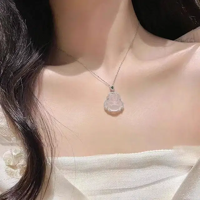 【甄选高品质&福佑相伴】 金师傅 笑脸佛公弥勒佛吊坠 新中式国潮复古气质典雅百搭贵气清冷 小众轻奢设计高级感#好运 玉髓 项链 女款