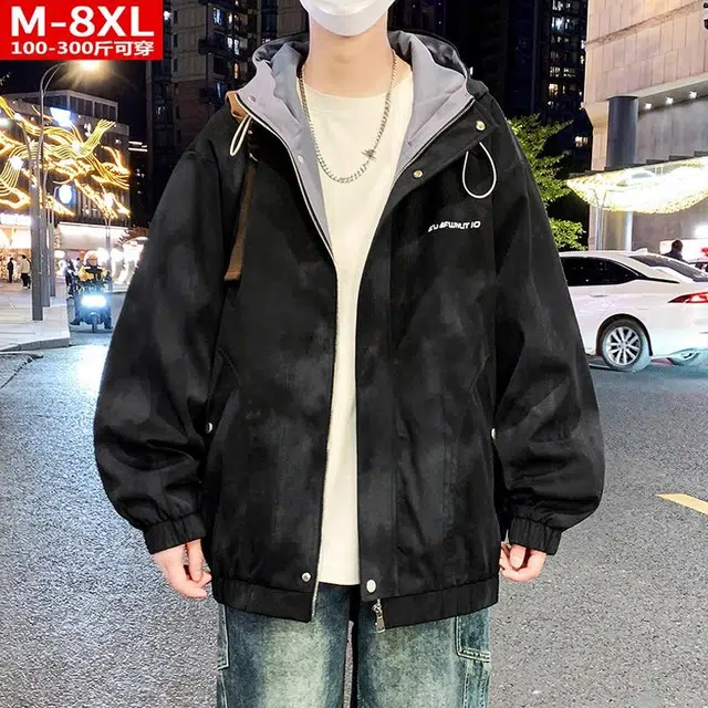 大白鲨 品牌高端痞帅连帽宽松连帽长袖夹克外套 男款