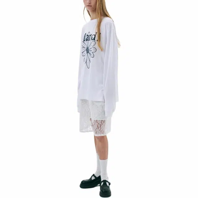 MARDI MERCREDI SS25 UNISEX TSHIRT LONG SLEEVE FLOWERMARDI_WHITE NAVY T