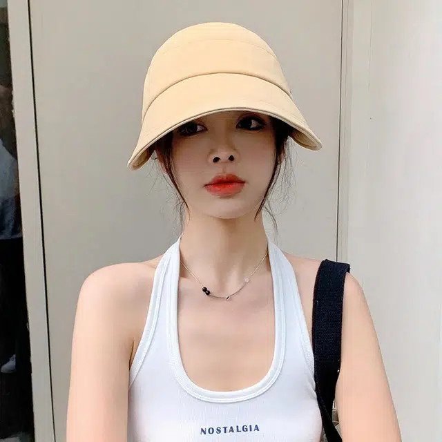 稻草人 夏季百搭遮阳 简约休闲 韩版显脸小 防紫外线 聚酯纤维 防晒帽 女款