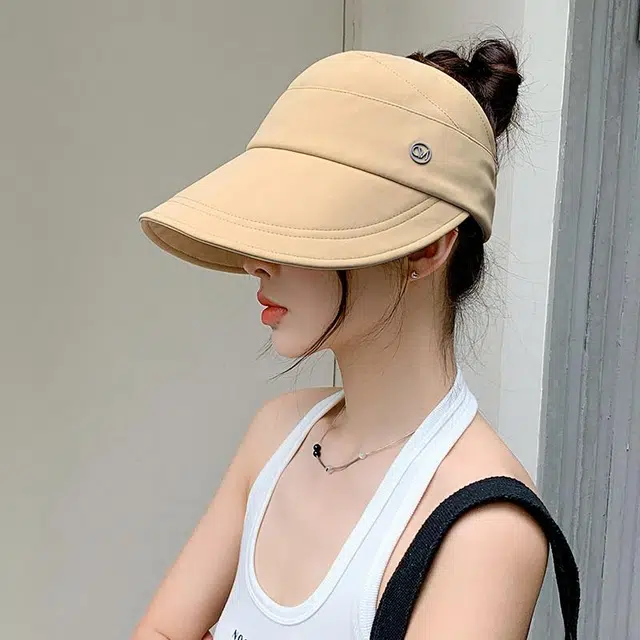 稻草人 夏季百搭遮阳 简约休闲 韩版显脸小 防紫外线 聚酯纤维 防晒帽 女款