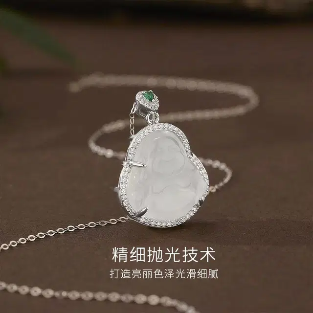 【甄选高品质&福佑相伴】 金师傅 笑脸佛公弥勒佛吊坠 新中式国潮复古气质典雅百搭贵气清冷 小众轻奢设计高级感#好运 玉髓 项链 女款