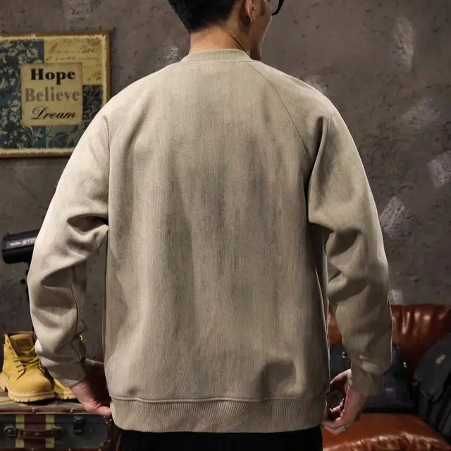 大白鲨 美式复古开衫潮牌宽松卫衣 男款 绿色