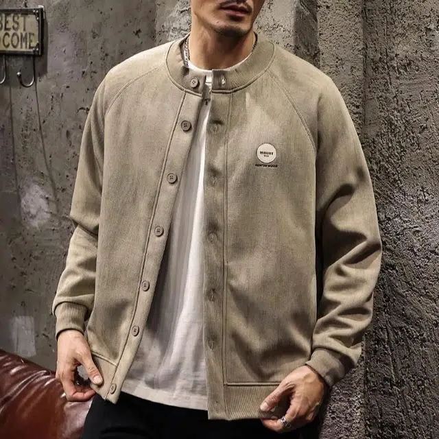 大白鲨 美式复古开衫潮牌宽松卫衣 男款 绿色