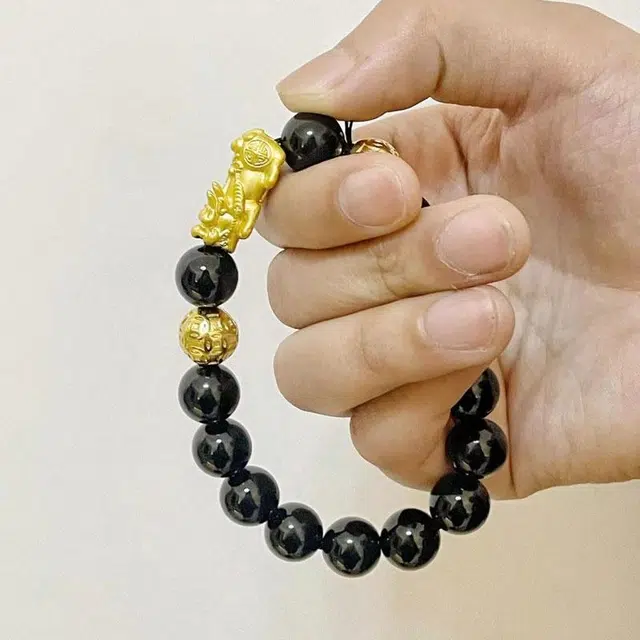 福柚 新中式招财貔貅吞金纳银国潮复古转运珠 黑檀 木作手串 男女同款情侣款