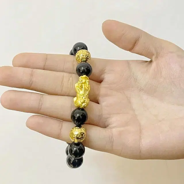 福柚 新中式招财貔貅吞金纳银国潮复古转运珠 黑檀 木作手串 男女同款情侣款