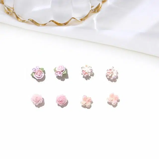 迎百宝 花语 春日浪漫花团锦簇 轻奢百搭设计感繁花似锦套装 一周不重样韩系温柔优雅通勤百搭修饰脸型 耳钉 男女同款情侣款