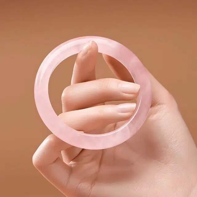 【幸运之石】 匠锁心玉 樱花粉贵妃桃花新中式国潮能量磁场时尚百搭清冷典雅高级感气质温婉正圈手饰显白天然 粉水晶 手镯 男女同款情侣款