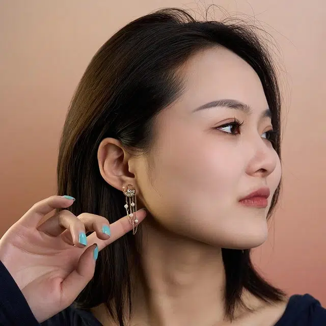 一撇一捺 柠夏成对耳饰 银 耳环 女款 金色