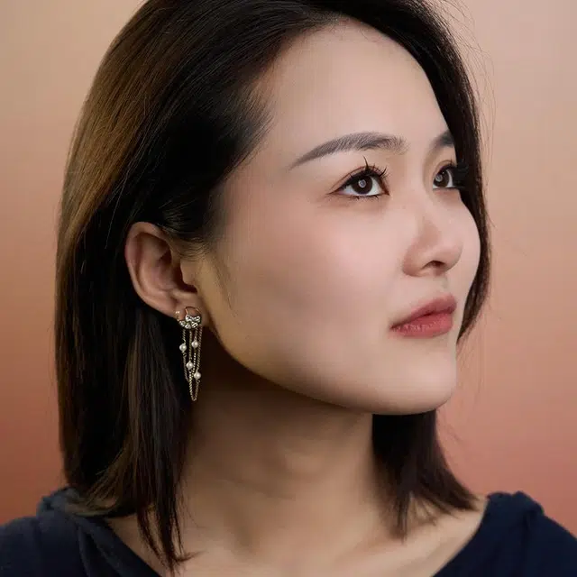 一撇一捺 柠夏成对耳饰 银 耳环 女款 金色