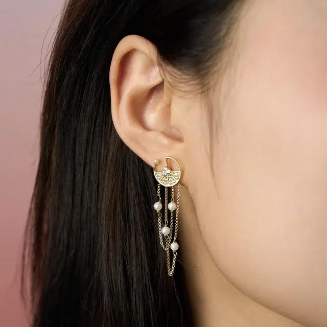 一撇一捺 柠夏成对耳饰 银 耳环 女款 金色