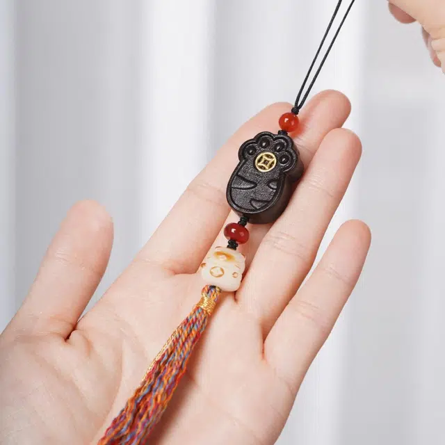 芳缘小傅 文玩佛珠小众简约国风国潮招财纳福考试上岸小众转运珠 #好运 猫爪 黑檀 挂件 男女同款情侣款