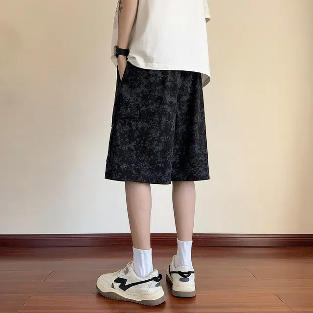 颂希尔 美式宽松凉感五分裤扎染口袋设计感休闲短裤 男女同款