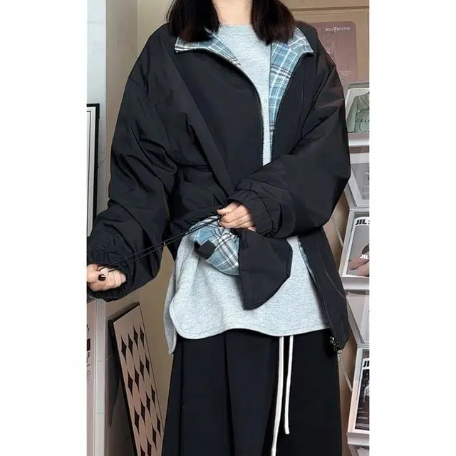 颂希尔 两面穿设计高级感宽松休闲百搭帅气夹克外套 男女同款