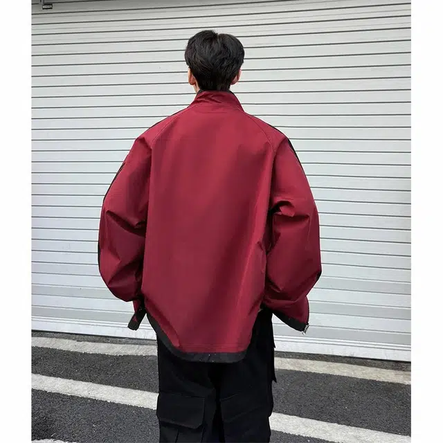 颂希尔 条纹两面穿设计宽松休闲百搭帅气满天星夹克外套 男女同款