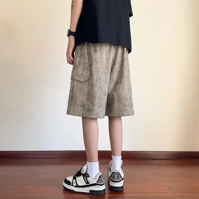 颂希尔 美式宽松凉感五分裤扎染口袋设计感休闲短裤 男女同款