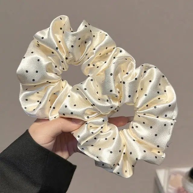丹琴 法式缎面波点大肠高级感扎头发不伤头发高弹力橡皮筋丸子 布艺 发圈 女款