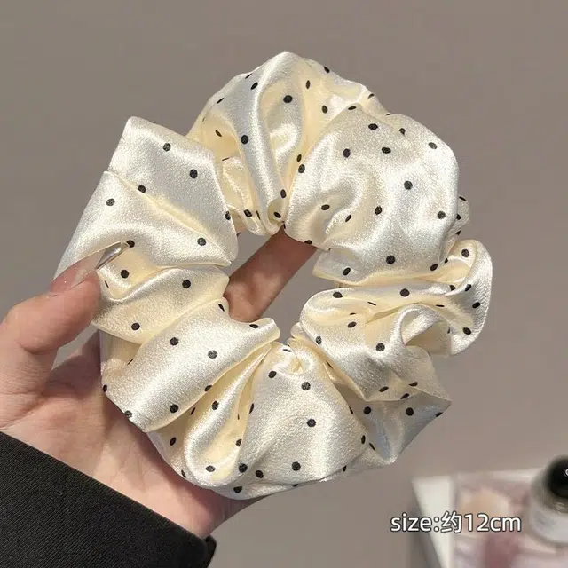 丹琴 法式缎面波点大肠高级感扎头发不伤头发高弹力橡皮筋丸子 布艺 发圈 女款