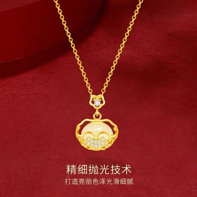 【S999银|甄选高品质】 金师傅 吉祥如意平安锁吊坠 本命年长命锁新中式国潮气质优雅清冷 小众轻奢设计高级#好运 玉髓 项链 女款