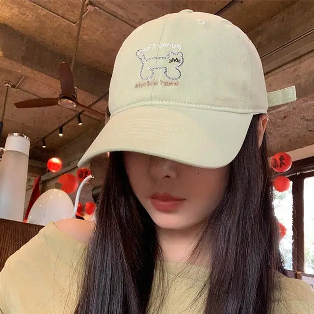 玄唐 日系可爱猫咪刺绣软顶春夏季户外出游休闲百搭学生大头围显脸小防晒遮阳帽 棉 鸭舌帽 男女同款情侣款