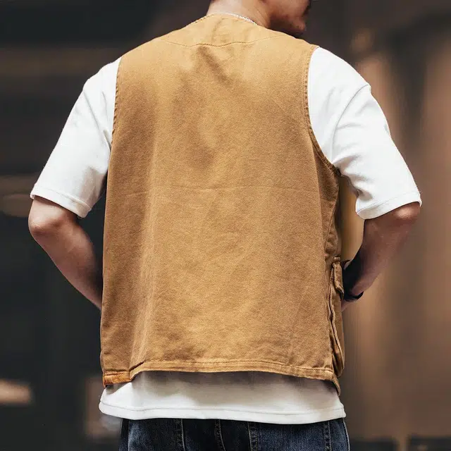 格蓝鹿 潮牌显眼包穿搭宽松户外美式复古纯色百搭无袖背心 男女同款