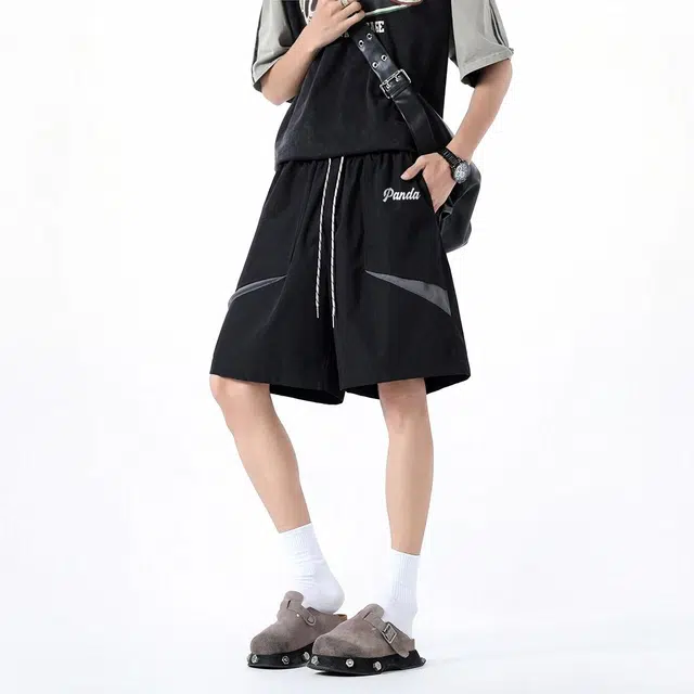 功夫熊猫 美式创意设计感宽松日常通勤五分裤休闲短裤 男女同款