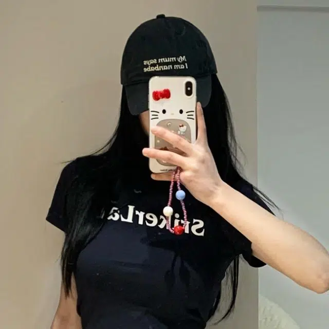玄唐 日系可爱猫咪刺绣软顶春夏季户外出游休闲百搭学生大头围显脸小防晒遮阳帽 棉 鸭舌帽 男女同款情侣款