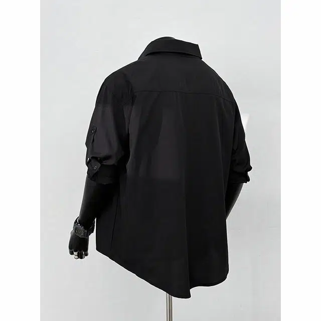 臣目 英伦雅痞薄款设计感小众短袖衬衫 男款