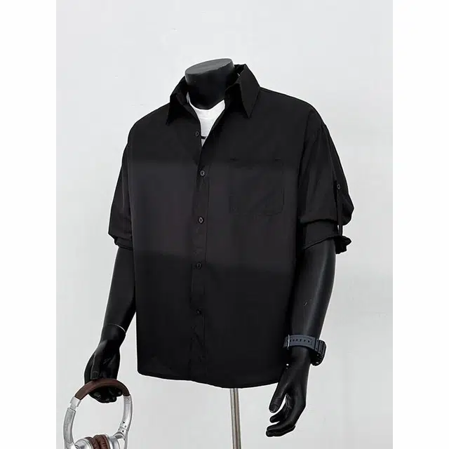 臣目 英伦雅痞薄款设计感小众短袖衬衫 男款