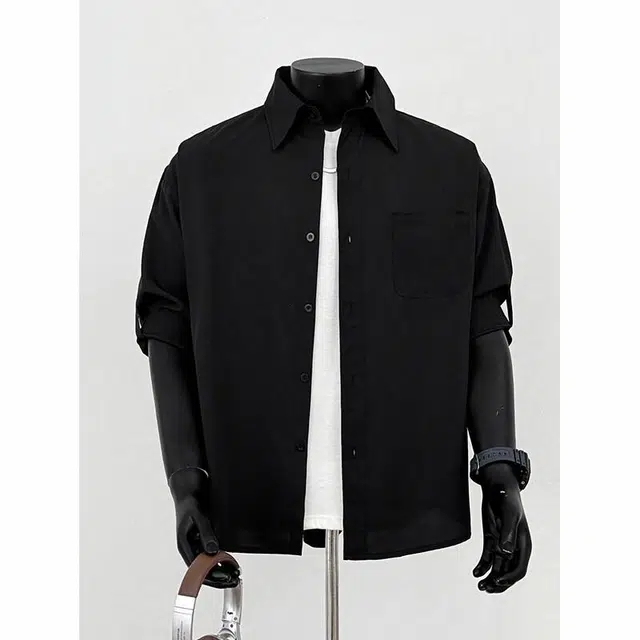 臣目 英伦雅痞薄款设计感小众短袖衬衫 男款