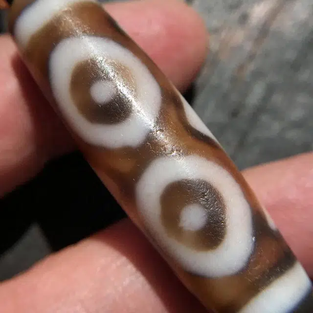 灵运宝 转运招财天珠星辰三眼皮壳风化颜色漂亮矿风化油润包浆老料器磨损到位天然 玛瑙 吊坠 男女同款情侣款