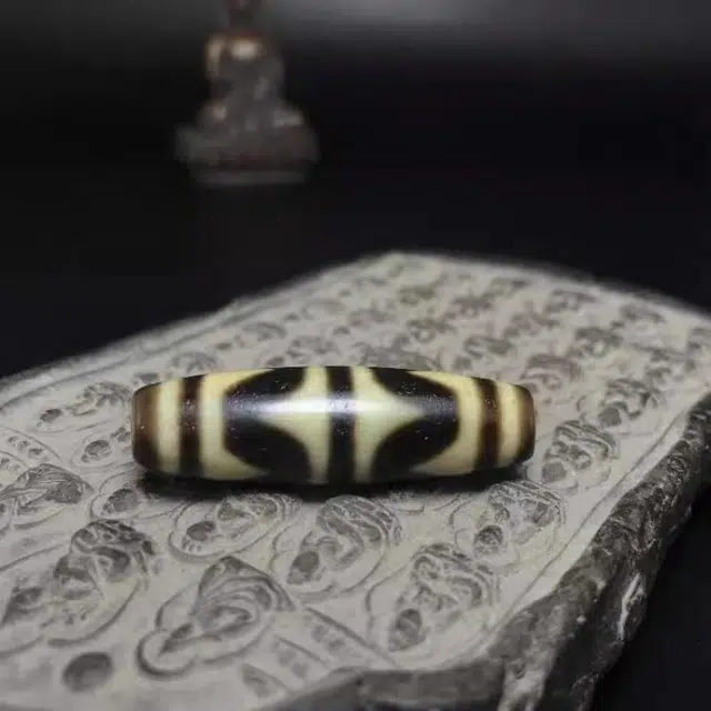 灵运宝 转运招财双虎牙天珠色泽老气老矿风化油润包浆老料器磨损到位天然 玛瑙 吊坠 男女同款情侣款