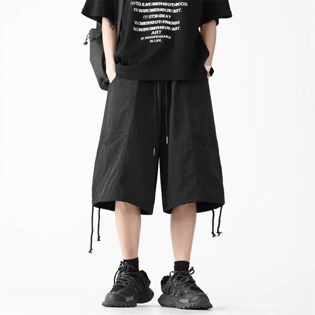 极限涡轮 潮牌小众设计感高级感百搭时尚舒适简约休闲短裤 男女同款 黑色