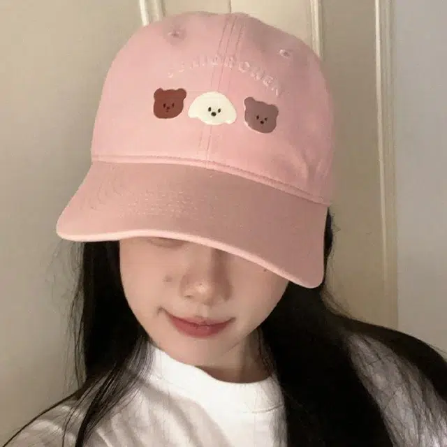 玄唐 日系可爱卡通小熊春夏季轻薄透气户外出行防晒遮阳时尚百搭大头围显脸小 棉 鸭舌帽 男女同款情侣款