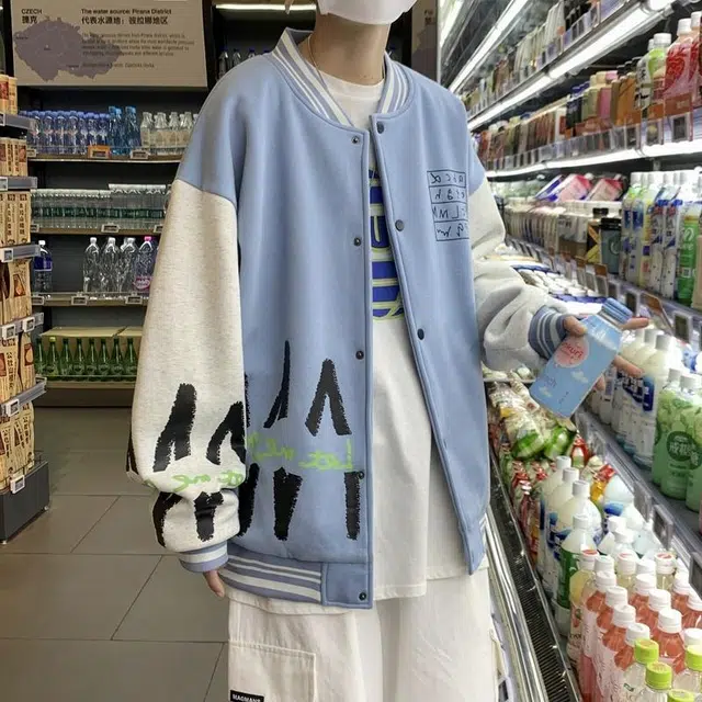 顶峰保罗 港风潮牌拼接撞色棒球领宽松休闲痞帅百搭夹克外套 男女同款