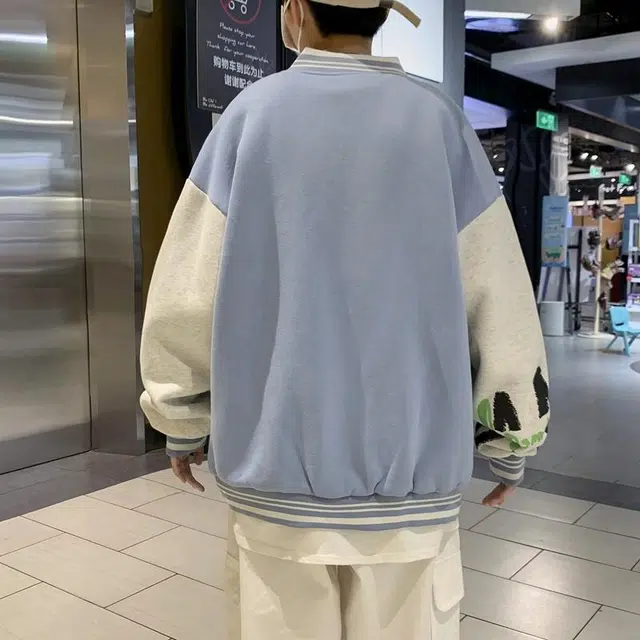 顶峰保罗 港风潮牌拼接撞色棒球领宽松休闲痞帅百搭夹克外套 男女同款