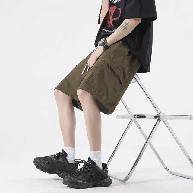 海尔斯 美式高街舒适时尚简约纯色夏季薄款宽松弹力休闲短裤 男款